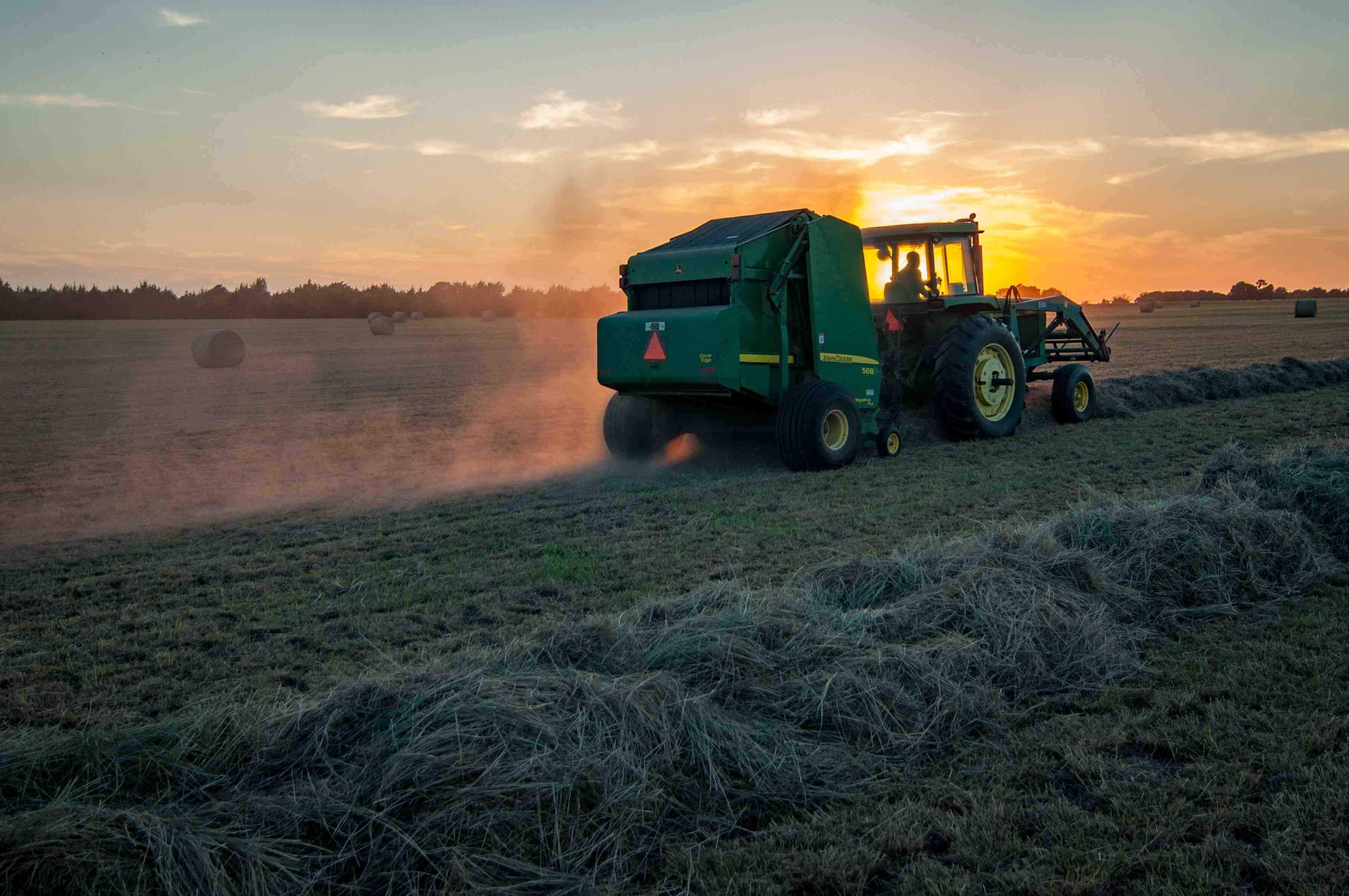 Tractor spraying on a field