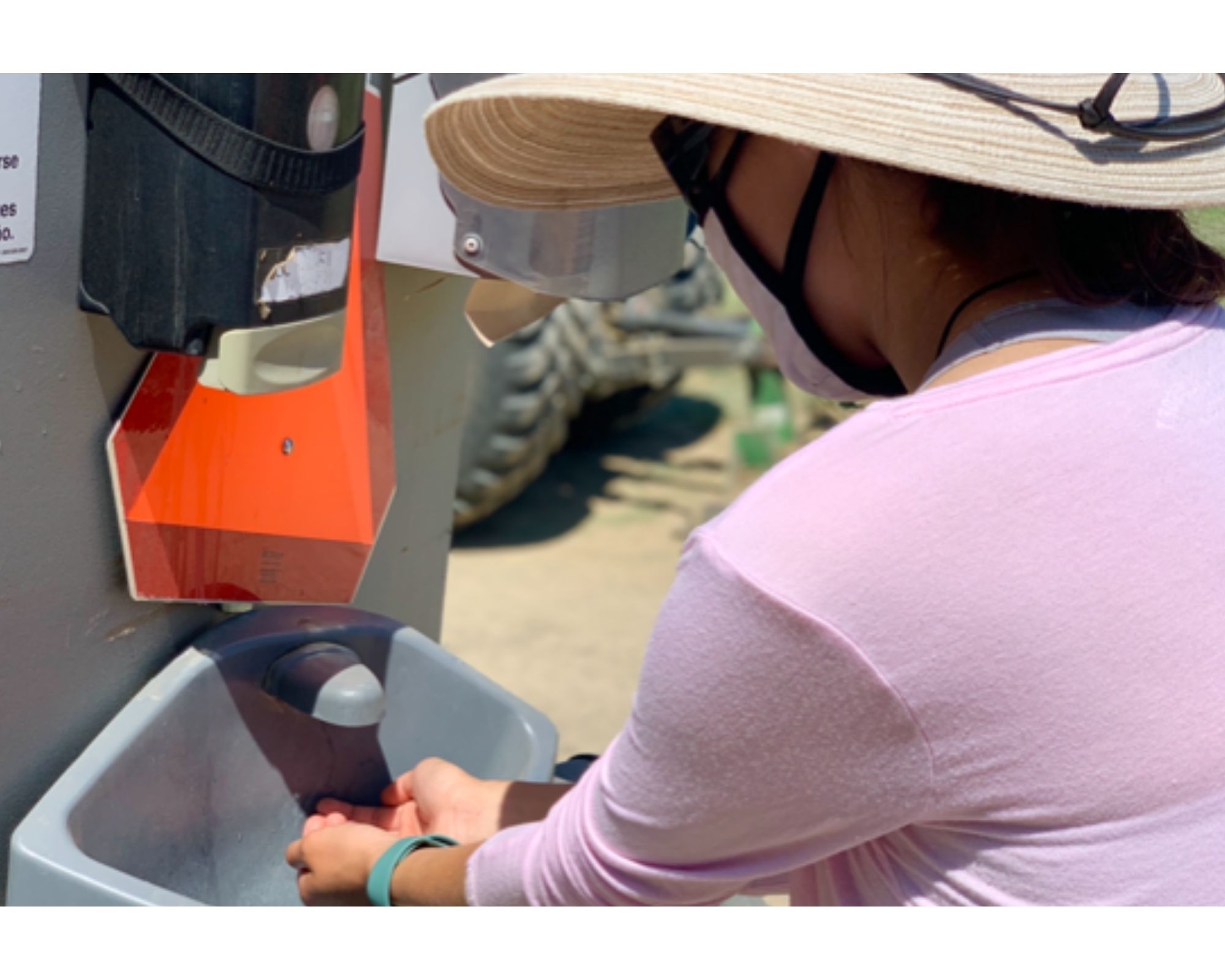 woman cleaning hands