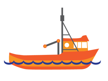 Illustration of orange fishing boat