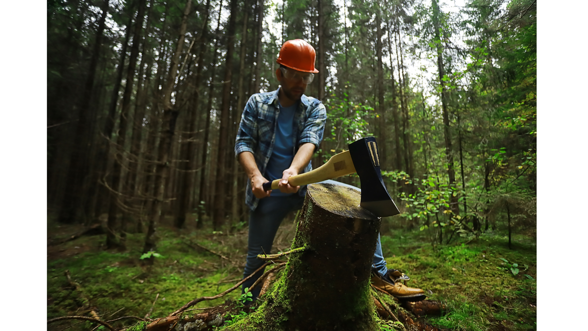 Worker with ax