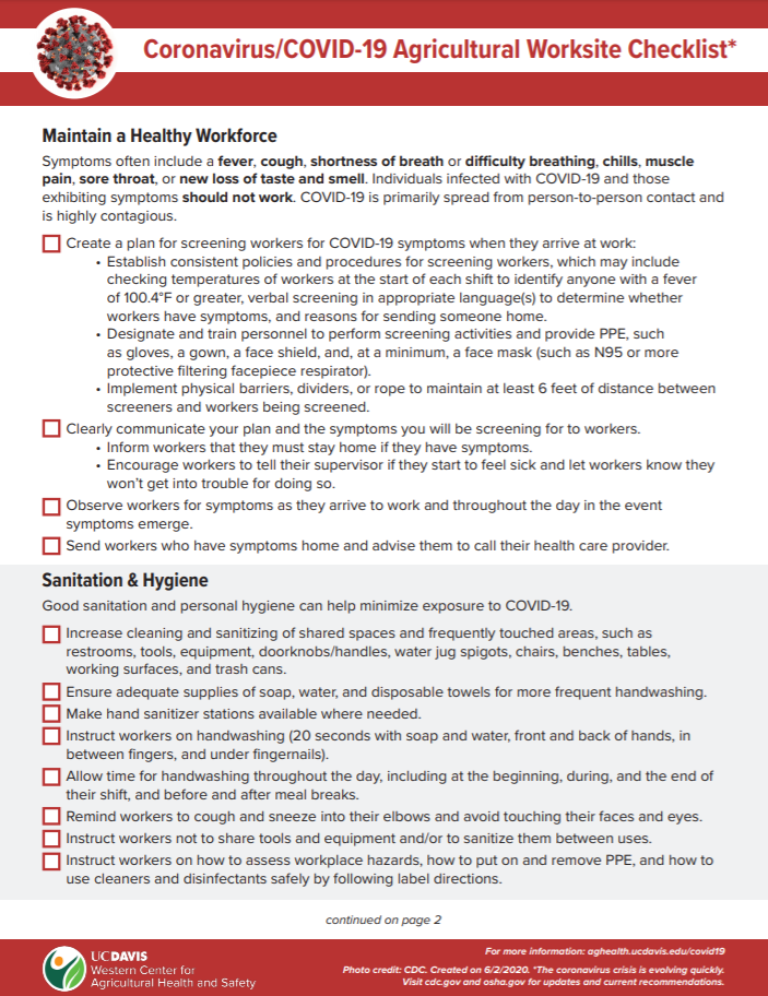 wcahs checklist english