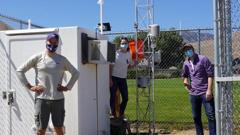 Staff doing air testing