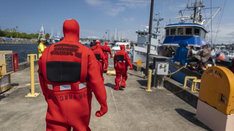 survival suit training at fishermen's terminal